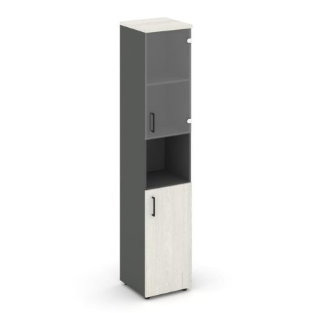 Шкаф высокий узкий SN.STU.E-105(R) (400х400х1982) (Антрацит/Дуб Наварра/Прозрачный)