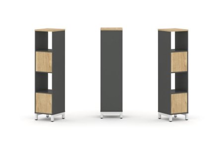 Набор стеллажа 1 сторонний, 4 яруса SN.NS-411 (387х400х1615) (Антрацит/Тиквуд Светлый/Металл Белый)