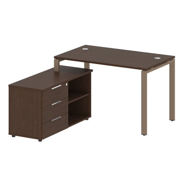 Рабочая станция с опорной тумбой левая Metal System Style БП.РС-СТС-2.2 Л 1300x1520x750 (Венге Цаво/Мокко металл)
