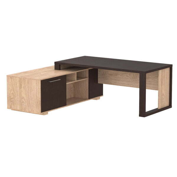 Стол руководителя на опорной тумбе, левый Alto ACT 2118 L 2100x1800x750 (Венге Магия/Дуб Девон)