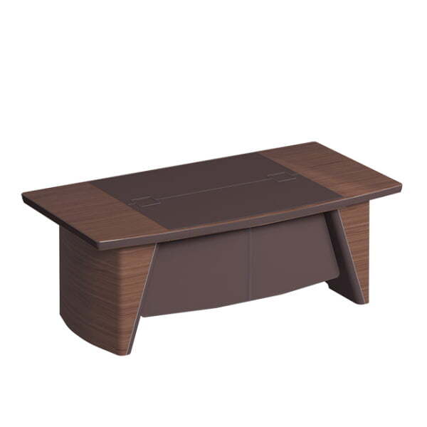 Стол руководителя с фронтальной панелью, столешница дерево/ кожа ISixty S210H 2100x1100x740 (Кожа коричневая)