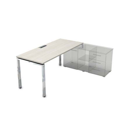 Стол рабочий, прямолинейный, правый Gloss НСТП-П.975 1800x700x750 (IvoryХром)