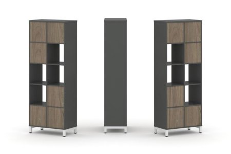 Набор стеллажа 1 сторонний, 5 ярусов SN.NS-521 (754х400х1982) (Антрацит/Вяз Благородный/Металл Белый)