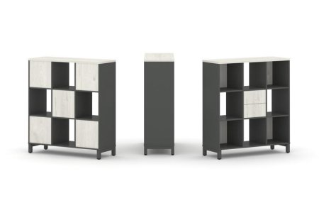 Набор стеллажа 1 сторонний, 3 яруса SN.NS-331 (1121х400х1248) (Антрацит/Дуб Наварра/Металл Антрацит)