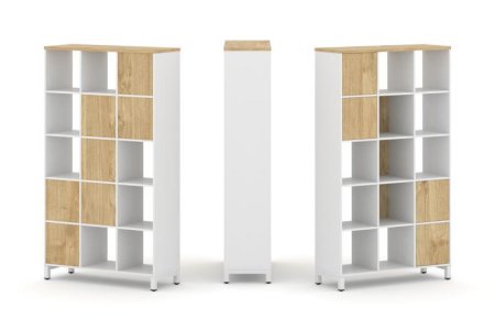 Набор стеллажа 1 сторонний, 5 ярусов SN.NS-531 (1121х400х1982) (Белый/Тиквуд Светлый/Металл Белый)