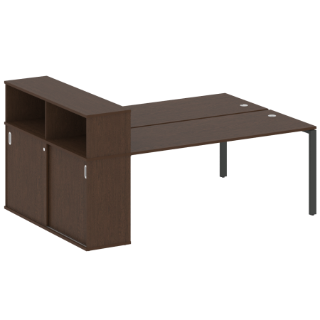 Рабочая станция с опорным шкафом-купе Metal System Style БП.РС-СШК-2.5 2210x1475x1098 (Венге Цаво/Антрацит металл)