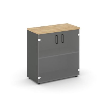 Шкаф низкий широкий SN.STS.E-302 (796х400х833) (Антрацит/Тиквуд Светлый/Прозрачный)