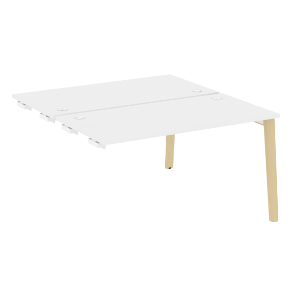 Стол-приставка двойной на деревянных опорах Onix Wood OW.D.SPR-3.7 1380x1475x750 (Белый Бриллиант/Дуб Светлый)