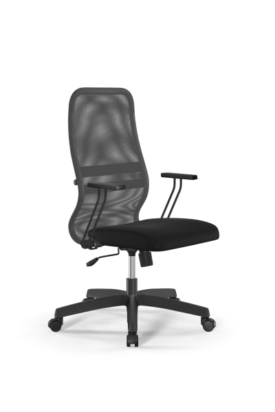 Кресло для руководителя Метта Sit 8 B2-8T - X1+UMF(X1) /Uh00/Wh00/T1bp-b(M09.B02.G15.W01) (Светло-серый | Черный)