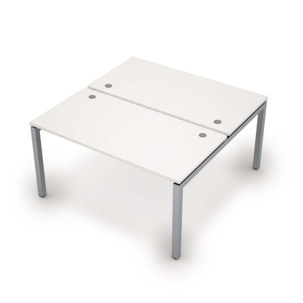 6МБ.5279 Бенч-система на 2 рабочих места (1400x1435x750) (Белый/Алюминий матовый)