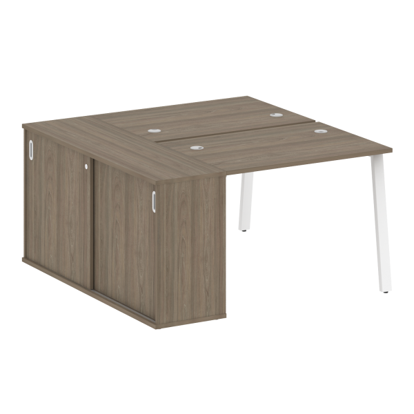 Рабочая станция с шкафом-купе на А-образном м/к Metal System Style БА.РС-СШК-1.1 Т 1410x1475x750 (Вяз/Белый металл)