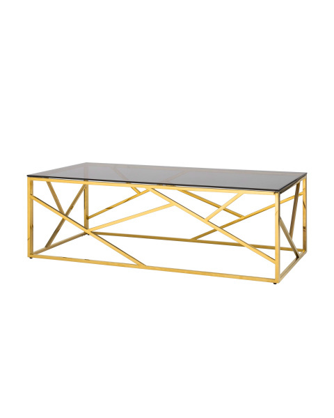 Журнальный стол 120*60 АРТ ДЕКО стекло smoke сталь золото (Журнальный стол Арт Деко черный)
