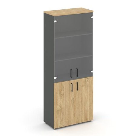 Шкаф высокий широкий SN.STS-102 (796х400х1982) (Антрацит/Тиквуд Светлый/Прозрачный)