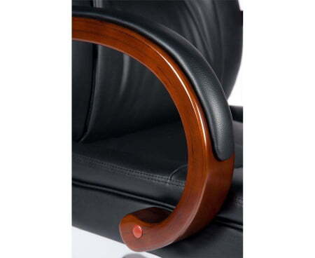 Кресло офисное / Консул / дерево палисандр / черная экокожа (Черный)
