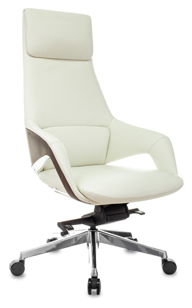 Кресло руководителя _DAO-2 белый кожа с подголов. крестов. алюминий (Белый)