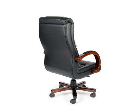 Кресло офисное / Консул / дерево палисандр / черная экокожа (Черный)