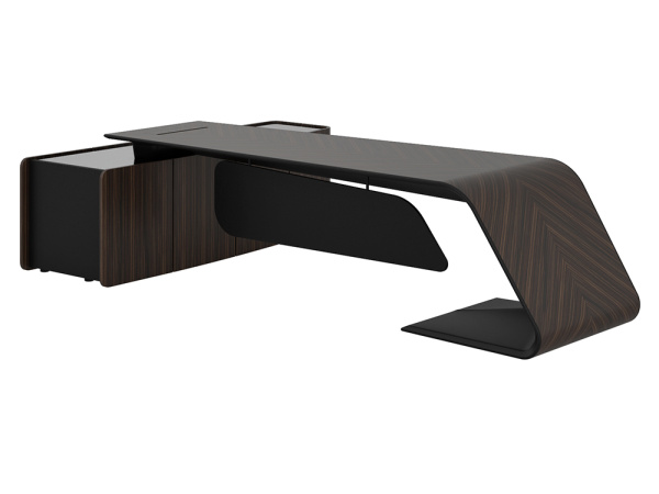 Стол письменный правый BUGATTI 306х240 (3060х2400х760) (Эбеновое дерево M-EB-02C)