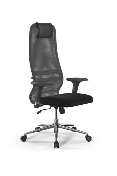 Кресло для руководителя Метта Sit 8 B1-8D - X1+UMF(X1) /Uh00/Wh00/D02P(M09.B23.G18.W01) (Светло-серый | Черный)