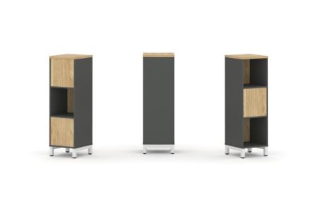 Набор стеллажа 2-х сторонний, 3 яруса SN.NSD-311 (387х400х1248) (Антрацит/Тиквуд Светлый/Металл Белый)