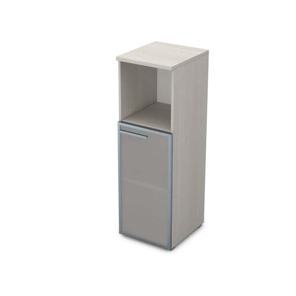 9ПЛ.017.5 Пенал средний со стеклом и нишей (400x450x1245) , левый (Ivory)