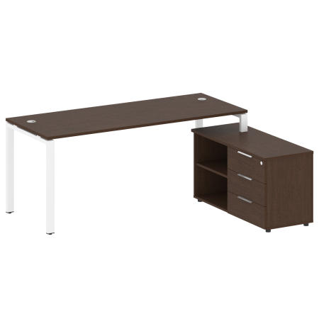 Рабочая станция с опорной тумбой правая Metal System Style БП.РС-СТС-2.5 Пр 1900x1520x750 (Венге Цаво/Белый металл)