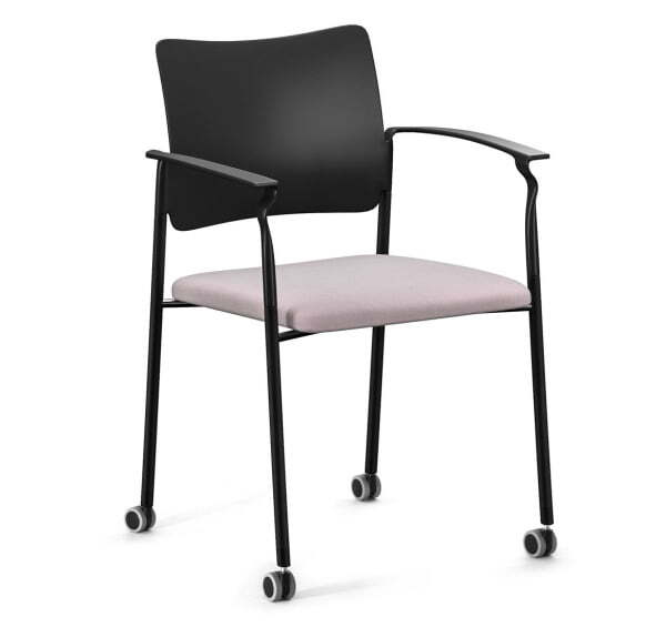 PINKO_black Кресло на колёсах с подлокотниками (Черный/Серый/Черный)