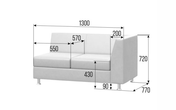 Секция с подлокотником двухместная левая PR.SP-2 (L) (Oregon 03)