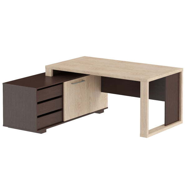 Стол руководителя на опорной тумбе, левый Alto ACT 1716 L 1750x1600x750 (Венге Магия/Дуб Девон)