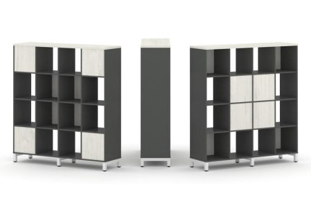 Набор стеллажа 2-х сторонний, 4 яруса SN.NSD-441 (1488х400х1615) (Антрацит/Дуб Наварра/Металл Белый)