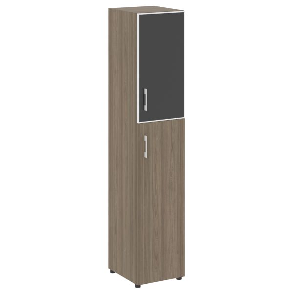 Шкаф для документов узкий со стеклом черным LT.SU-1.7 R (R) Black (Вяз Благородный)