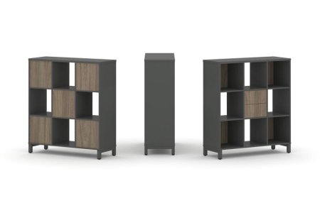 Набор стеллажа 1 сторонний, 3 яруса SN.NS-331 (1121х400х1248) (Антрацит/Вяз Благородный/Металл Антрацит)