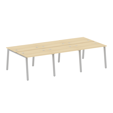 Рабочая станция на 6 рабочих места на А-образном м/к Metal System Style БА.СМ-6.1 3000x1475x750 (Акация/Серый металл)