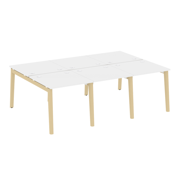 Рабочая станция на деревянных опорах Onix Wood OW.D.RS-6.0.8 2340x1635x750 (Белый Бриллиант/Дуб Светлый)