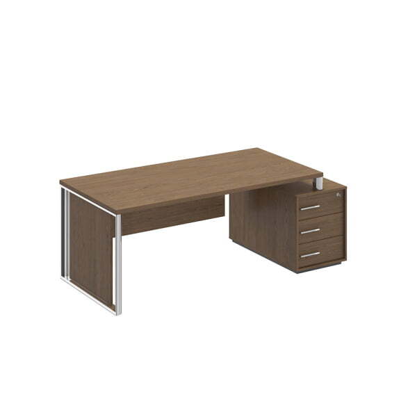 Стол руководителя на опорной тумбе со вставкой Orion ОР 146-1 ДТ 2008x940x750 (Дуб табачный)