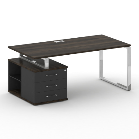 Стол руководителя с опорной тумбой, левый Shift SK.SRT-180 (L) (1800x904x753) (Дуб Мали-Антрацит | Хром)