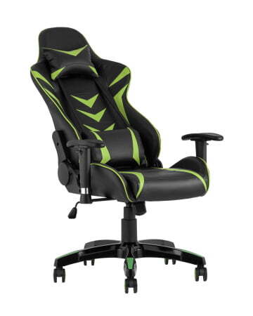 Кресло игровое TopChairs Corvette зеленое (Геймерское кресло Corvette черный, зеленый)