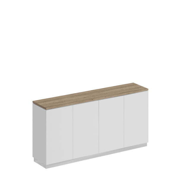 Шкаф для документов закрытый низкий City СИ 323 1800x400x881 (Дуб гладстоун светлый / Белый премиум / Белый премиум)