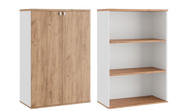 Шкаф средний закрытый Foil (900х450х1350) (Дуб крафт золотой)