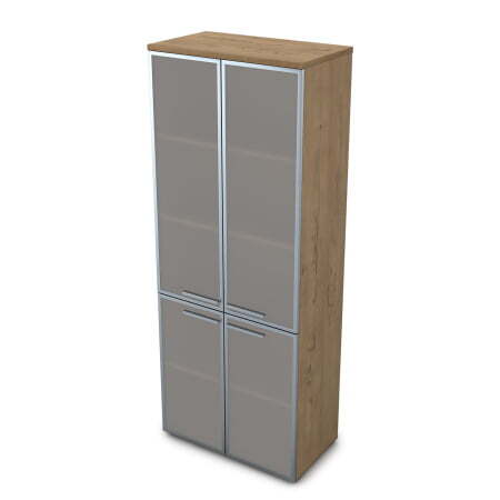 9Ш.005.16 Шкаф высокий со стеклом (800x450x2045) (Teakwood)