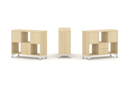 Набор стеллажа 1 сторонний, 2 яруса SN.NS-231 (1121х400х881) (Акация Лорка/Металл Белый)