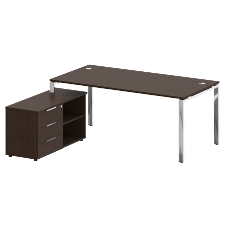 Стол для руководителя с тумбой левый БГ.СРТ-5.9 (L) 1900x1720x750 (Венге Цаво/Нерж. Сталь)