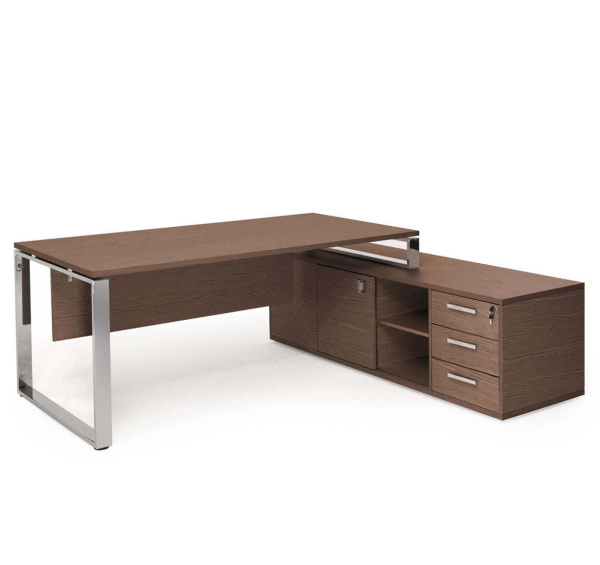 EXE Стол для руководителя L209 (Орех/Хром металл)