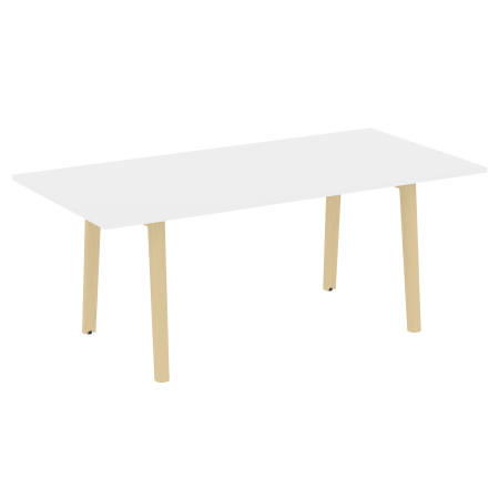 Стол переговорный на деревянных опорах Onix Wood Direct OW.PRG-19 1980x980x750 (Белый Бриллиант/Дуб Светлый)