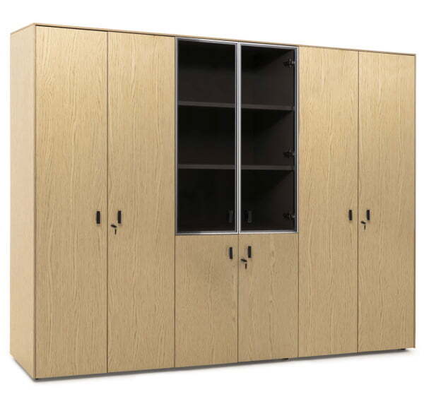 EXE Шкаф комбинированный+гардероб+для бумаг (Дуб Светлый/Черный)