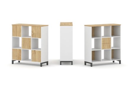 Набор стеллажа 1 сторонний, 3 яруса SN.NS-331 (1121х400х1248) (Белый/Тиквуд Светлый/Металл Антрацит)