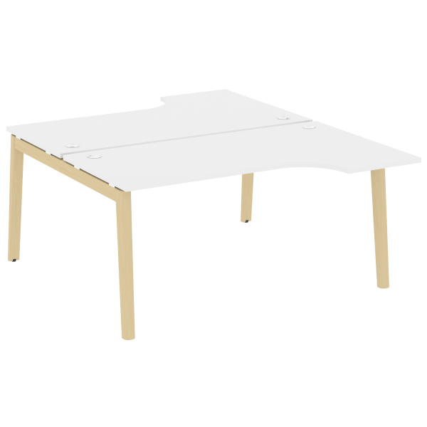 Рабочая станция на деревянных опорах Onix Wood OW.D.SA-1 1580x1995x750 (Белый Бриллиант/Дуб Светлый)