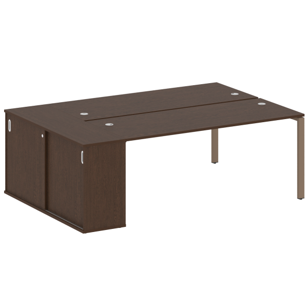 Рабочая станция с опорным шкафом-купе Metal System Style БП.РС-СШК-1.5 2210x1475x750 (Венге Цаво/Мокко металл)