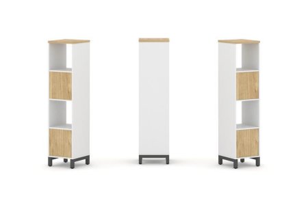 Набор стеллажа 1 сторонний, 4 яруса SN.NS-411 (387х400х1615) (Белый/Тиквуд Светлый/Металл Антрацит)