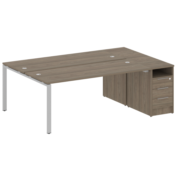 Рабочая станция с опорной тумбой Metal System Style БП.РС-СТП-2.5 2212x1475x750 (Вяз/Серый металл)