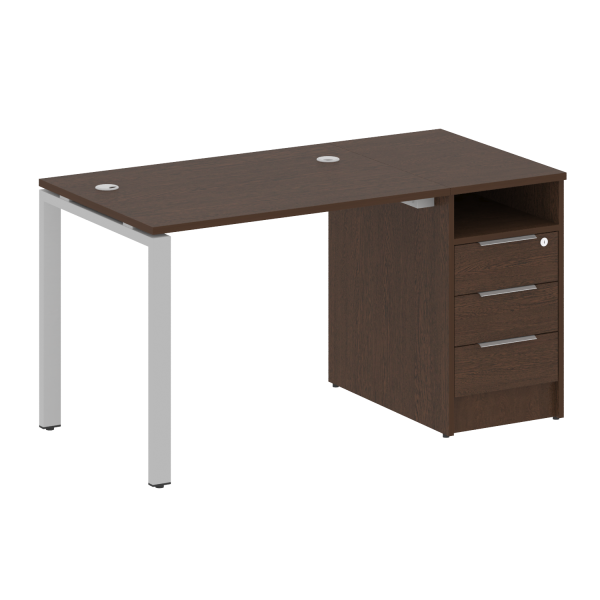 Рабочая станция с опорной тумбой Metal System Style БП.РС-СТП-1.1 1412x720x750 (Венге Цаво/Серый металл)